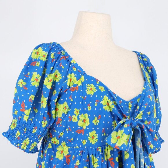 NWT DRAPER JAMES Jennifer Mini Dress in Polka Dot Floral Blue Aster Size XL - Picture 4 of 8